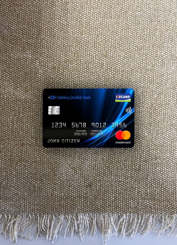 Download Uzbekistan Qishloq Qurilish Bank mastercard photolook front Photoshop template